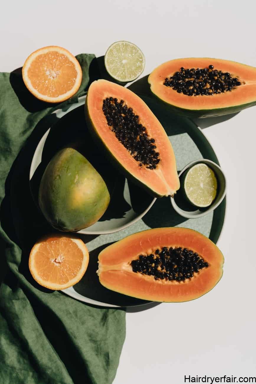 fresh papaya and citrus fruits delicious composition