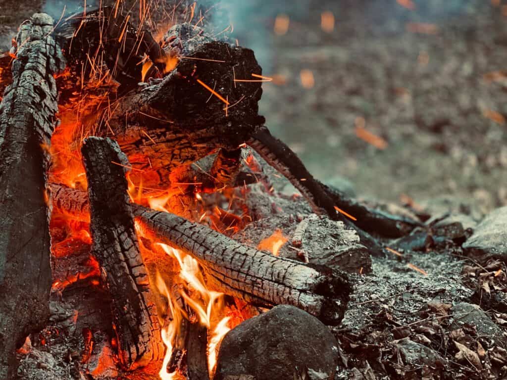 campfire in close up